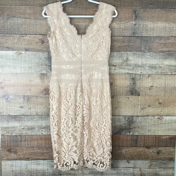 Tadashi Shoji Primrose Embroidered Lace Sheath Cocktail Dress Ivory Nude Size 6 - Picture 11 of 15